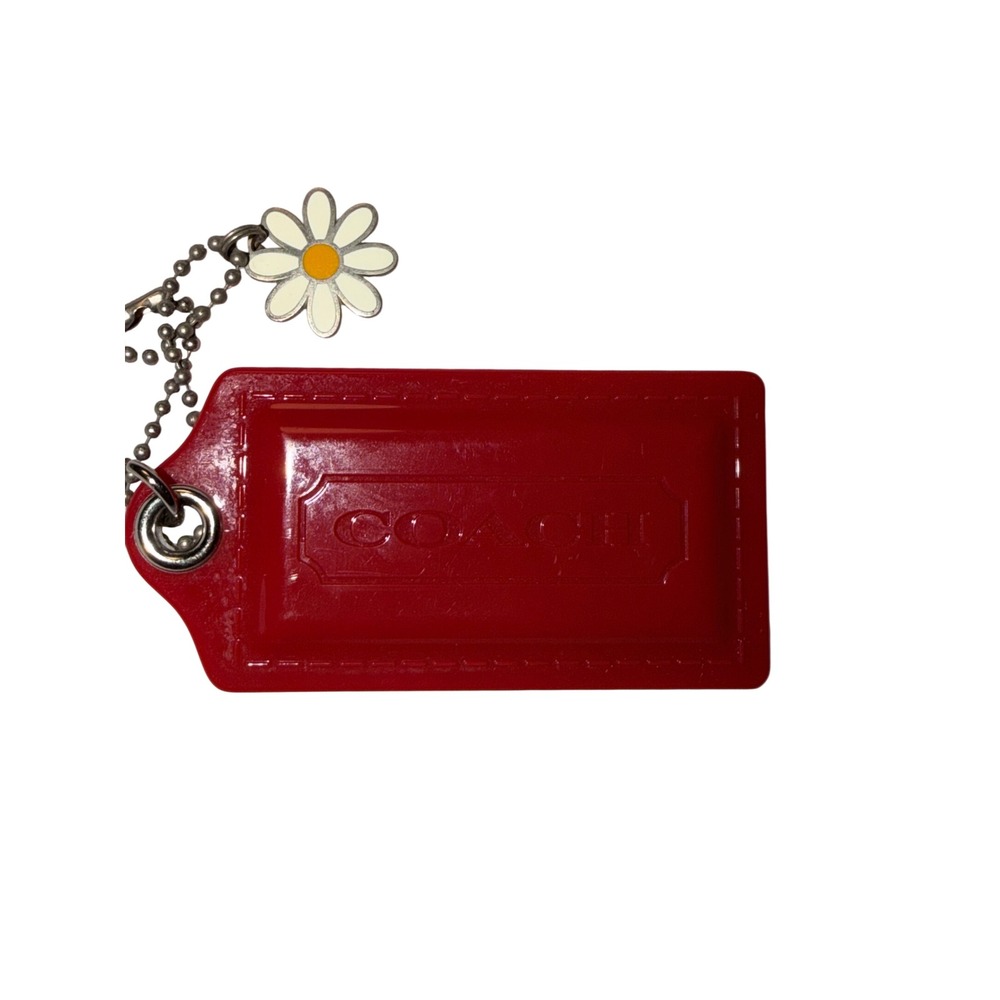 Coach Poppy Red Plastic Hangtag with Enamel Daisy Charm Bag Accessory - Picture 4 of 9